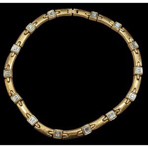 Vintage Elegant Stylized Link Chain Necklace With Rhinestone Accents